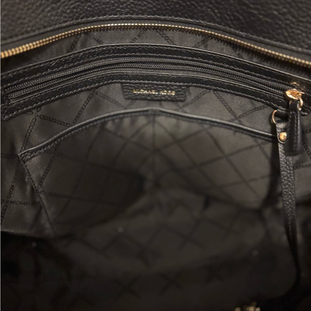 Michael Kors Black Tote Bag | Gold Accents | Spacious Everyday Purse - Picture 6 of 8